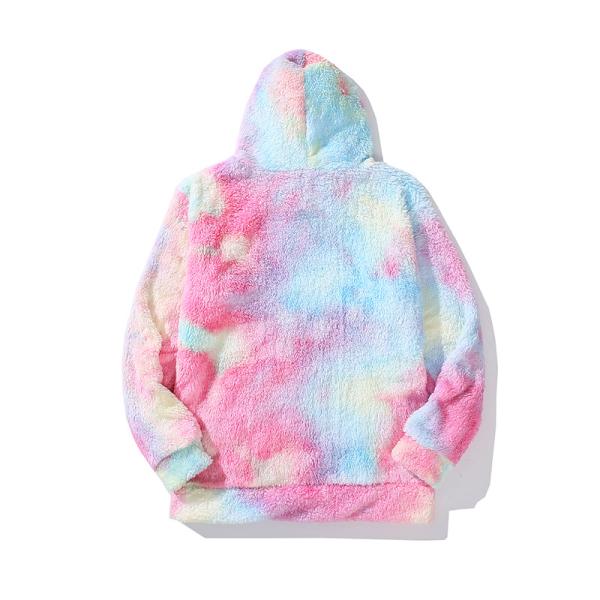 Knitted Weaving Method Tye-Dye Hoodies For Men With Faux Fur   Fashion