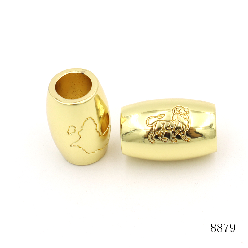 24x16mm Gold Spacer Beads Engraved Metal Spacer Beads Oval For Bracelet / Necklace