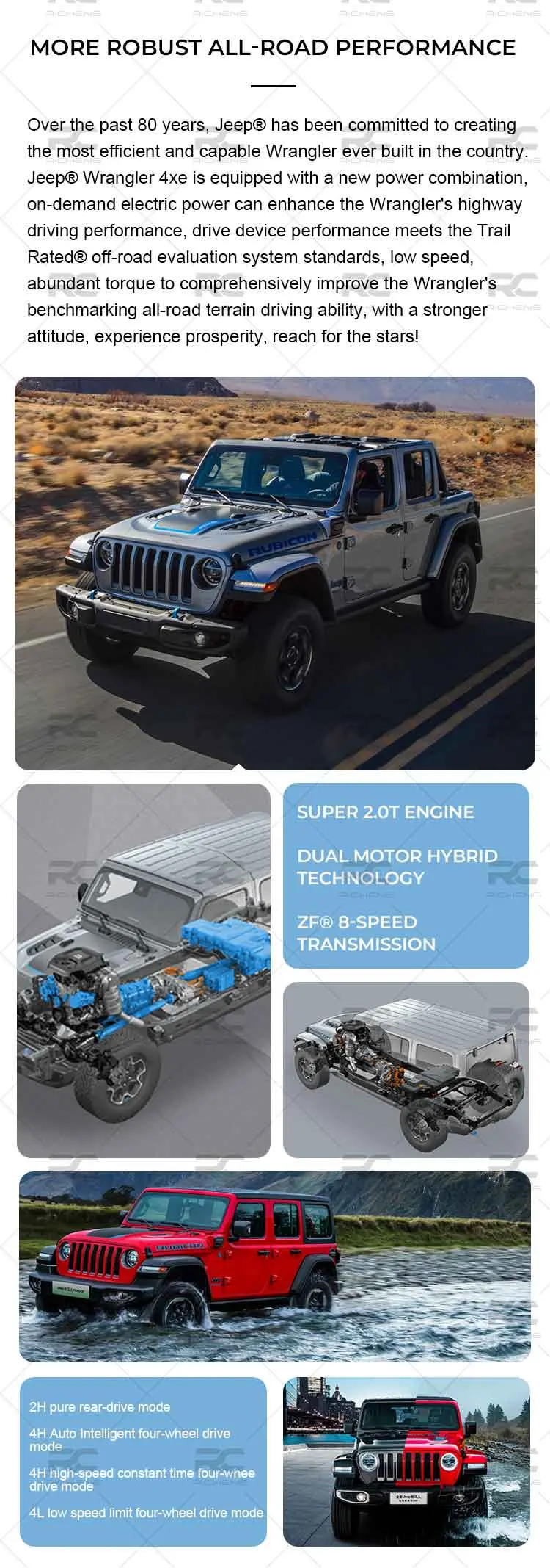 Gas Car Jeep Wrangler 8AT 2.0T Engine Off Road SUV