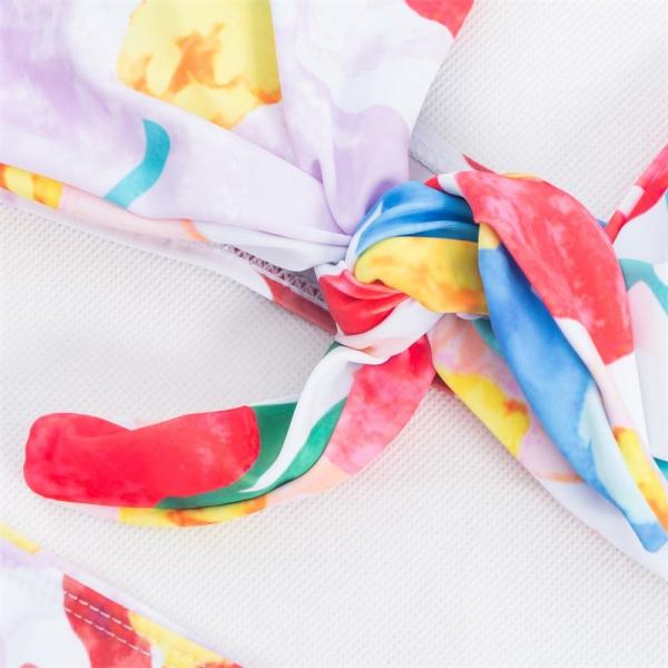push up bathing suits Tie a Knot Two-piece  Bathing Suit Bikini With Flower Print High Waist Swimsuit