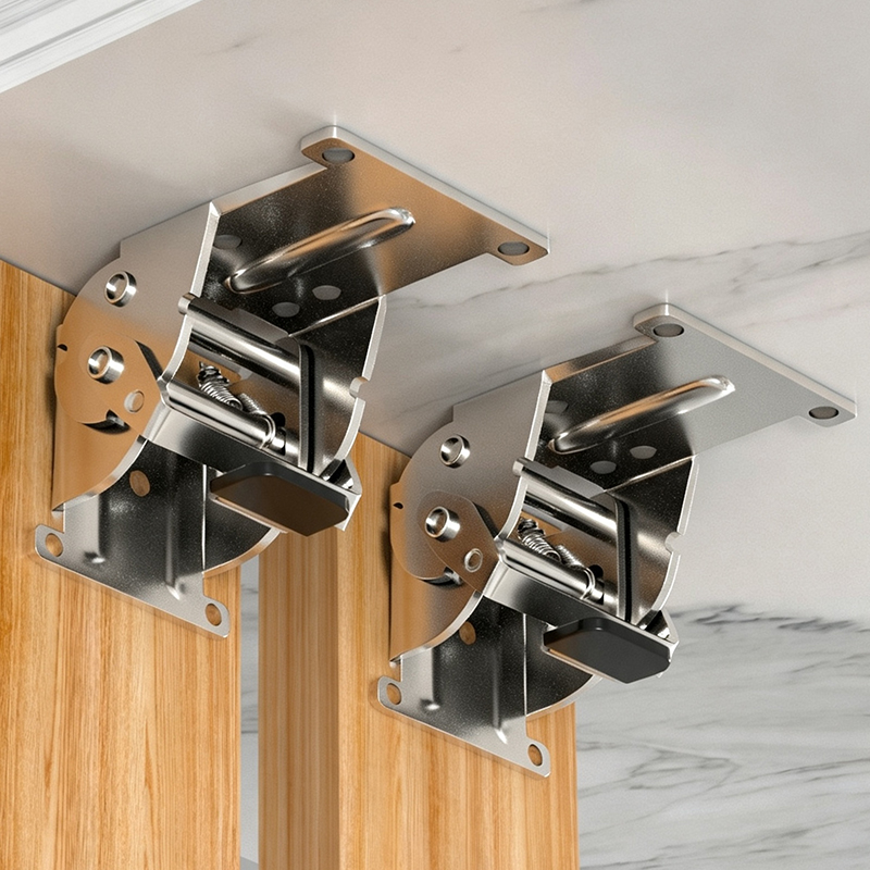 90 Degree Folding Self Locking Hinge Silver Table Leg Coffee Table Connecting Hinge Furniture Fixing Hardware Accessories