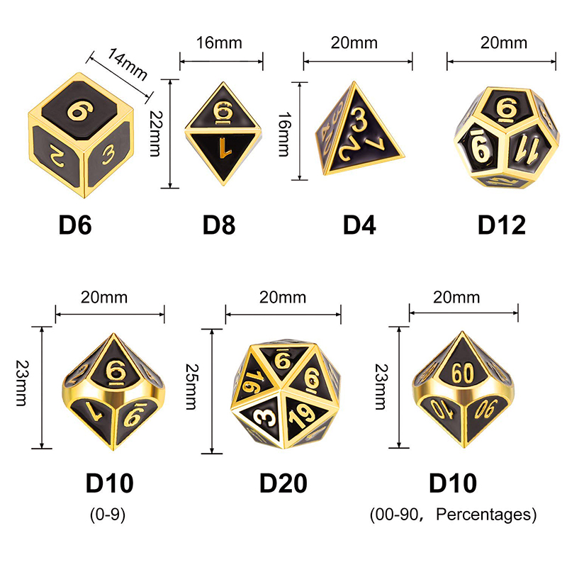 Zinc Alloy Glow in the Dark Metal Dice Set for DND Games with Customizable Logo
