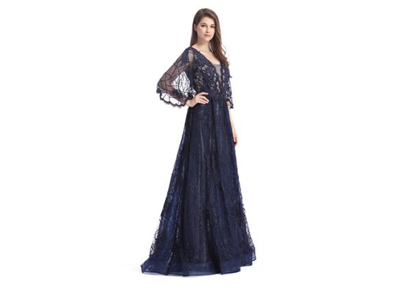 Fishtail Long Sparkly Prom Dresses Deep V Neck Ruffles With Fancy Embroidery