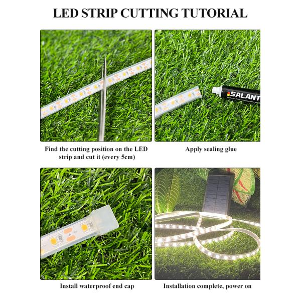 Flexible Solar Strip Light for Home Decor Wedding Christmas 2835 LEDs Waterproof IP65