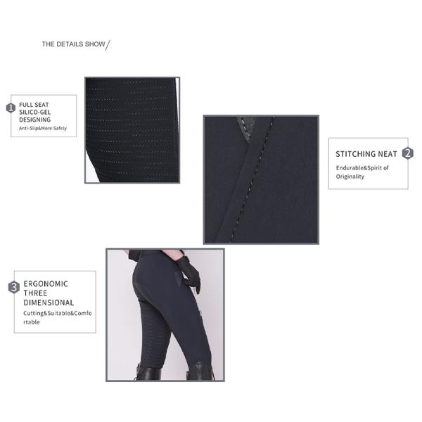 Men's Full Seat Silicone Gel Pockets Breeches Equestrian Trianing Anti Slip