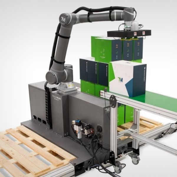 Techman Cobot Automatic Palletizing Robotic Arm 35 Kg Payload Food Beverage Chemical Carton Palletizer Wood Packaging