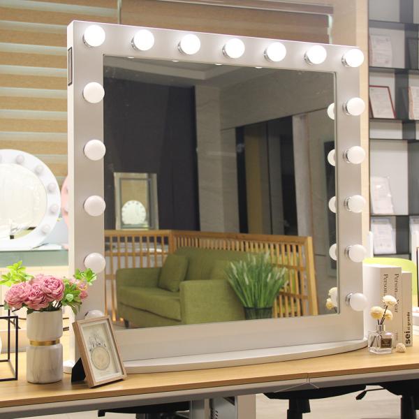 Cadre métallique blanc LED carré éclairé Hollywood miroir avec haut-parleur de musique à face unique