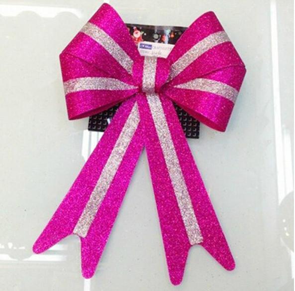 Metallic PVC Holiday Decoration Ribbon Bow Tie , wrapping glitter ribbon bow