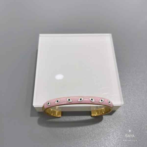 Women's 18K Gold Stainless Steel Bangle Expensive Colored Enamel Eye Opening Bracelet