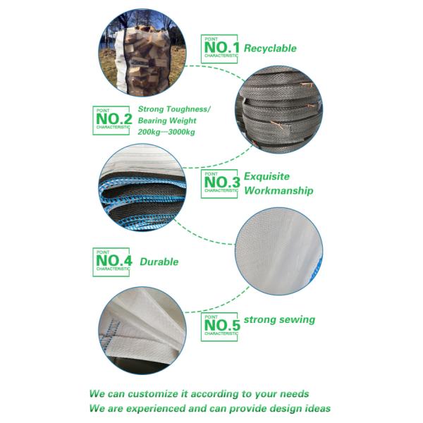 Боковая петля 90x90x110 см Супер мешок Jumbo мешок для пищевых продуктов крестовой упаковки 1500 кг 1000 кг