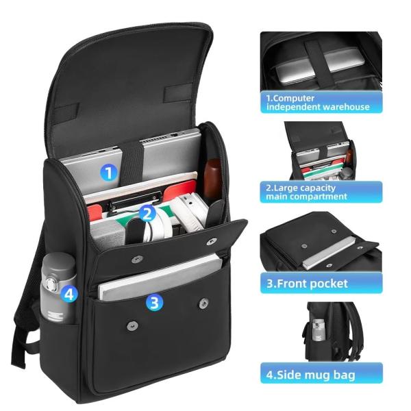 Широкое открытие на верхней большой деловой рюкзак вмещает 15,6 дюйма ноутбук