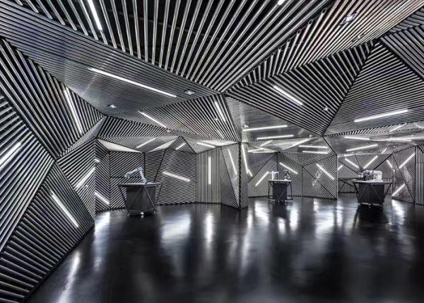 Construction Building  Aluminum Baffle Ceiling , Circular Acoustic Baffles Ceiling