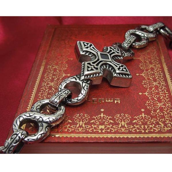 Men's Vintage Silver Plated 316l Titanium Stainless Steel Chain Cross Bracelet  (JCE147)