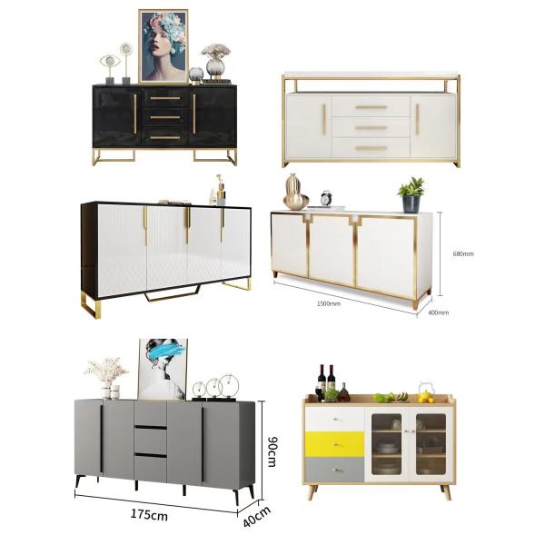Modern Marble Sideboard Cabinet Stainless Steel Paint Customization