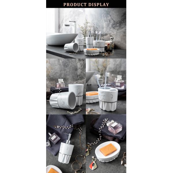 5 Pcs Ceramic Bathroom Set , Soap Dispenser Ceramic Set For Hotels Sanitary Ware