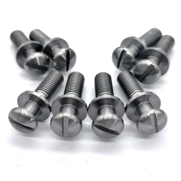 Custom Slotted Round Head Screws | CNC Machined Carbon Steel Bolts with Flat Washer Shoulder
