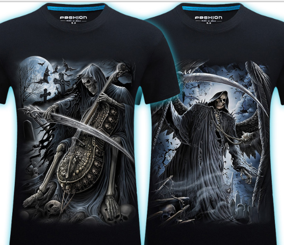 Summer Men's 3D Personality T-shirt Short Sleeve Stereo Wolf Head Pattern Big Size Gain/ Garment