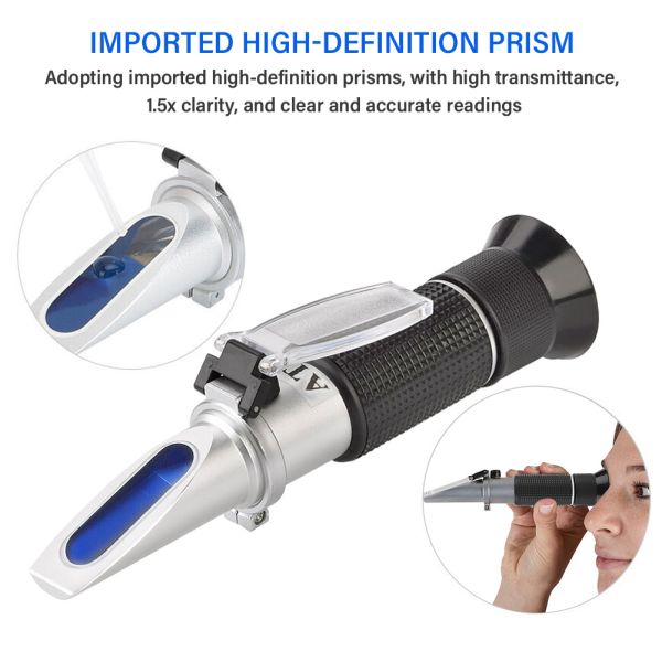 Hand-held Brix Refractometer with 0-40% Brix Range and Automatic Temperature Compensation for Wine Wort and Sugar Testing