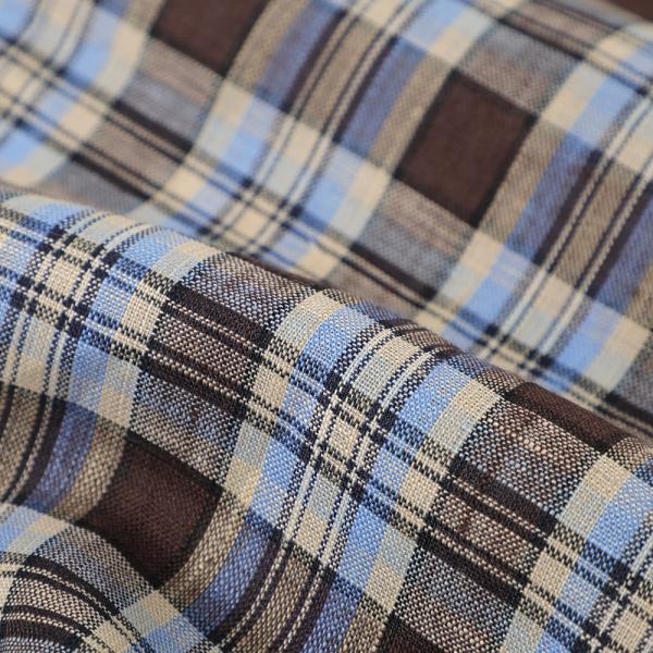 2025 Summer Hot Sale Pure Linen Shirting Fabric Manufactures Lurex Yarn Dyed Grid Fabric with Rich Colors