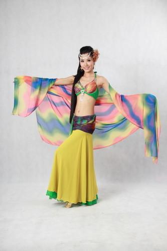 3pcs Elegant Tie Died Chiffon Belly Dance Costume Belly Dance Dresses Stage Performance Belly Dance Wear