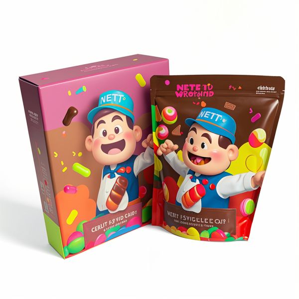 PET VMPET PE Food Packaging Custom Logo Printing Plastic Bags Colored Holographic Mylar Bags Display Boxes Packaging Bags