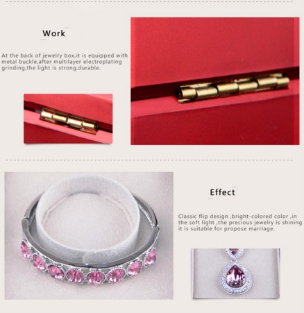 Logo Foiled Plastic Jewellery Box , Wedding Ring Box With Light Long Plush Insert