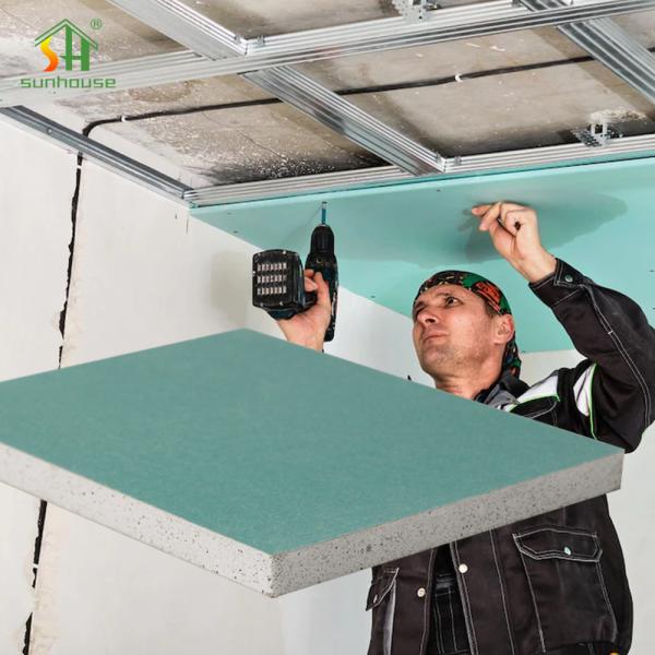 Customized Water Resistant Sheetrock , Green Moisture Plasterboard For Ceiling