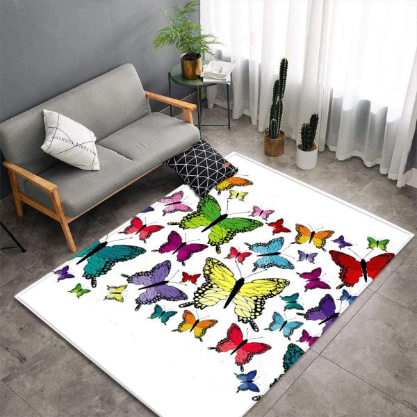 Butterfly Living Room Floor Carpets Large Dining Room Rugs Machine Washable