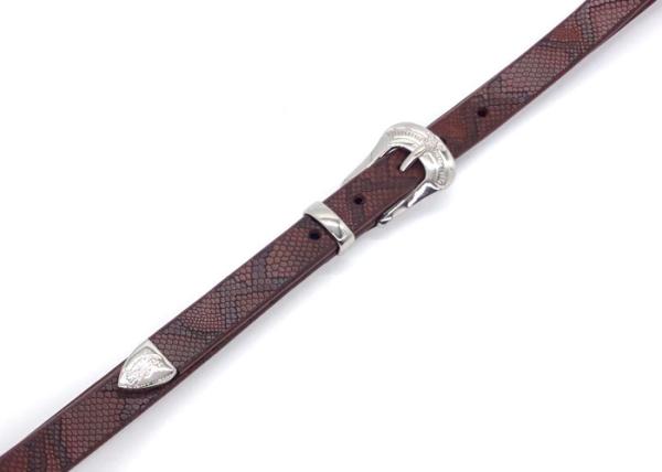 Skinny Snakeskin Embossed  3/4 Women's Fashion Leather Belts