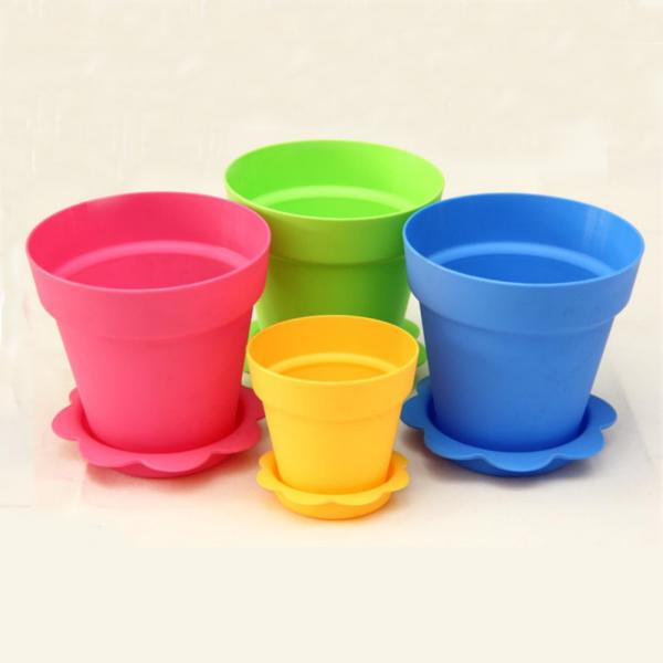 Цветочный горшок металла сияющий пластиковый с поддонника стилем совместно китайским