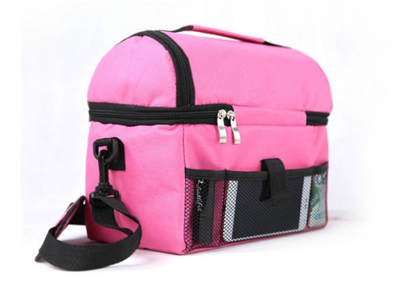Pink Insulated Shopping Bags 600D Oxford Fabric Logo Custom