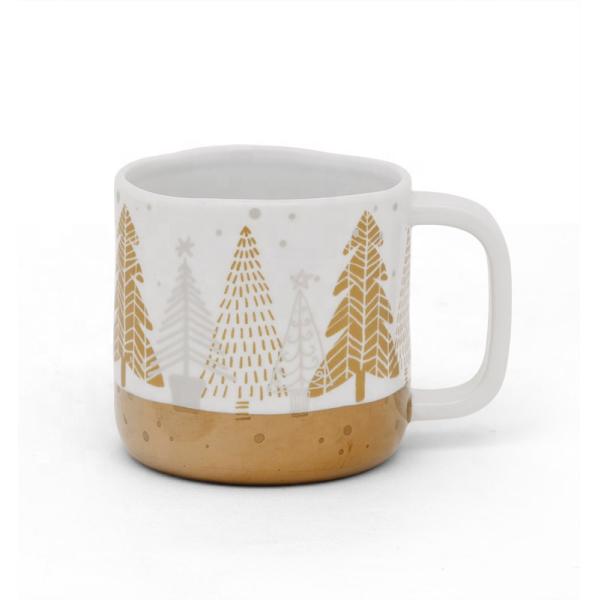 Рождественская кружка Керамическая чайная кружка Кофейная кружка Электропластированный декальный фарфор Золотой белый