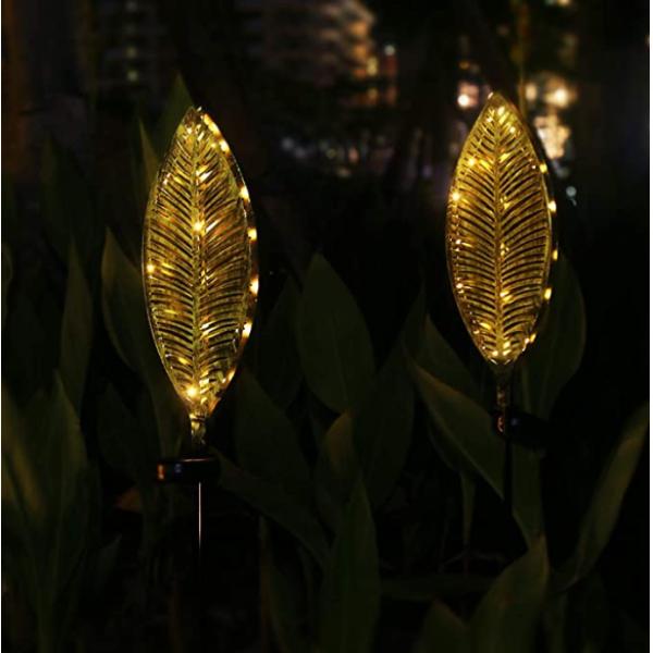 2Volt Metal Garden Leaf Solar Lights