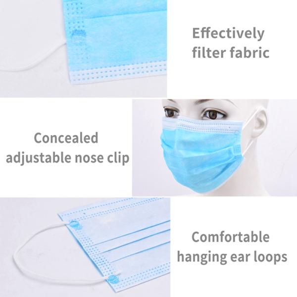 Non Woven Medical Grade Face Mask Anti Fog High Elastic Earband Non Toxic