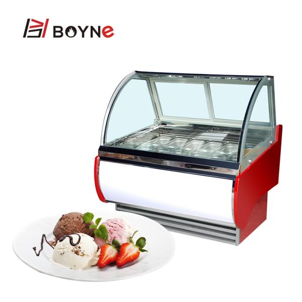 Arc Shape 450W Ice Cream Display Fridge For Milk Tea Shop