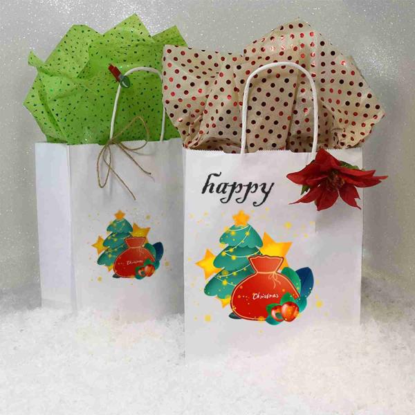Custom Gift Kraft Paper Shopping Bag With Handle And Logo 10x5x13 16x6x12