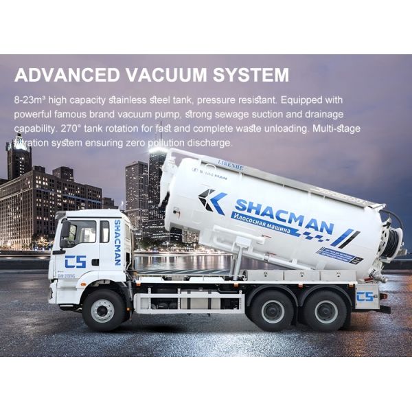 Shacman 6X4 Vacuum Sewage Suction Truck Combined Sewer Jetting Truck 8m3