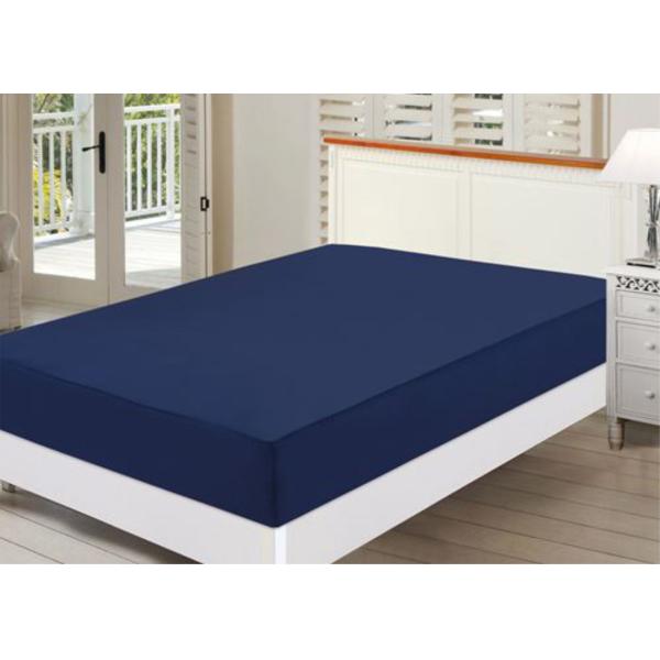 4Pcs Blue Bedding Sets , 100% Cotton Diamond Embroidered Navy Simple Bedding Sets