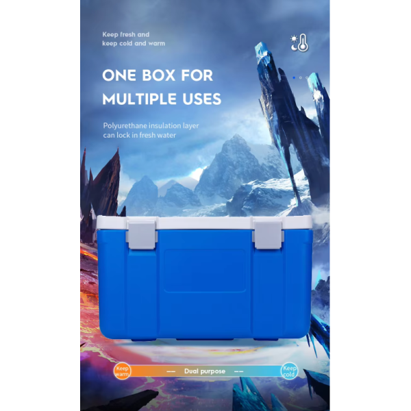 65L Ice Cooler Box with Fixed Ice Packs and 535*410*300mm Internal Size for Camping and Outdoor Use