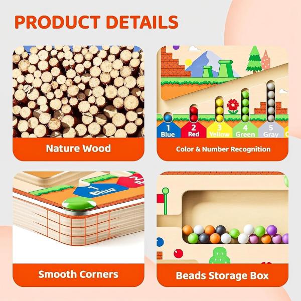 Strong Magnetic Wooden Puzzle Board Color And Number Montessori Maze Toys For Toddlers