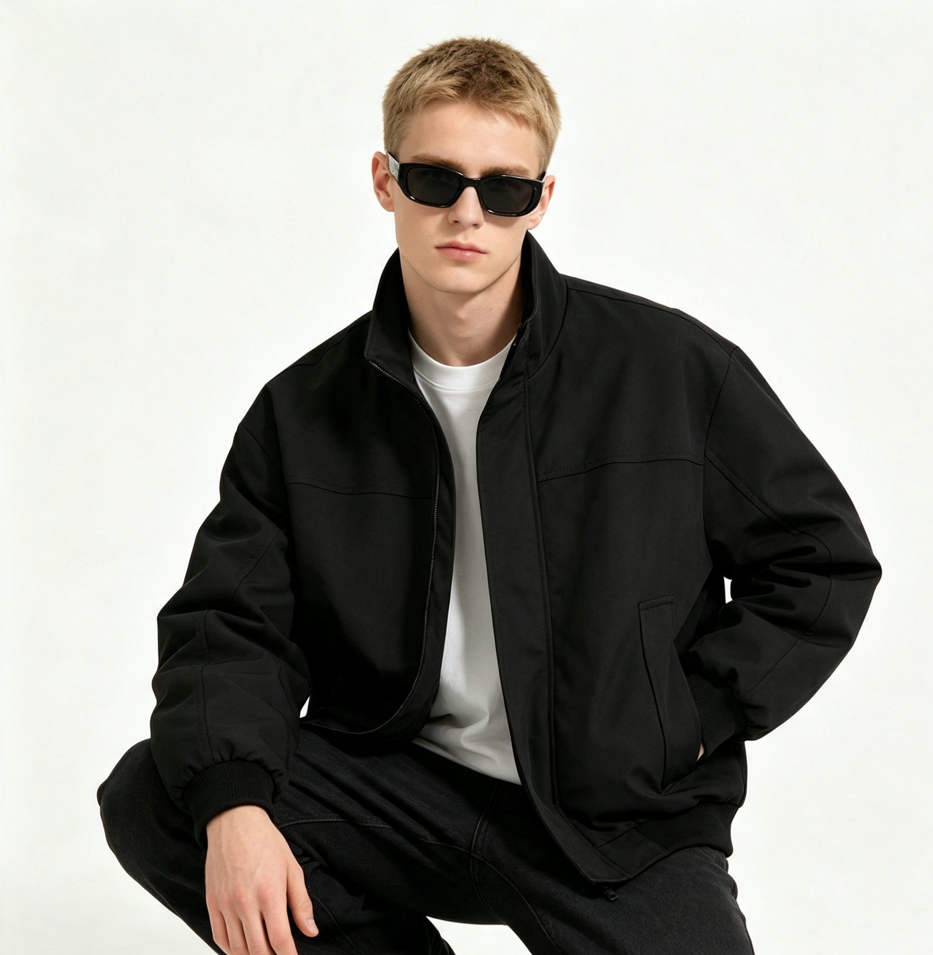 Loose Fit Stand Collar Bomber Jacket Waterproof Windproof Mens Casual Winter Jackets