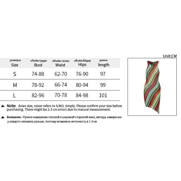 Slim Sleeveless Round Collar Color Stripe Dress Women