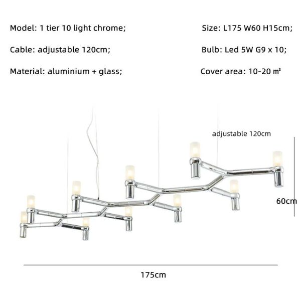 Crown Major Pendant lamp Nordic Tube chrome chandelier Crown Plana Mega Pendant(WH-AP-637)