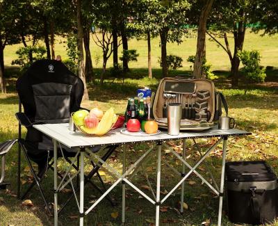 Camping Table, Fold Up Lightweight, 4-6 Person Portable Roll Up Aluminum Table With Carry Bag For Outdoor, White