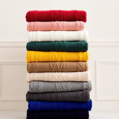 Customized Size Anti Pilling Knitted Shawl Wrap / Cable Knit Throw 7GG Gauge