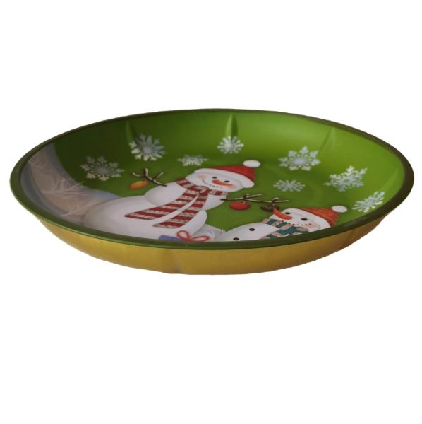 Empacotamento atual do feriado de Tin Serving Tray Christmas Design do círculo do vintage
