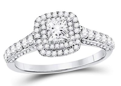 3.65g 14K Solid Gold Jewellery , 0.8ct Square Women'S White Gold Diamond Rings