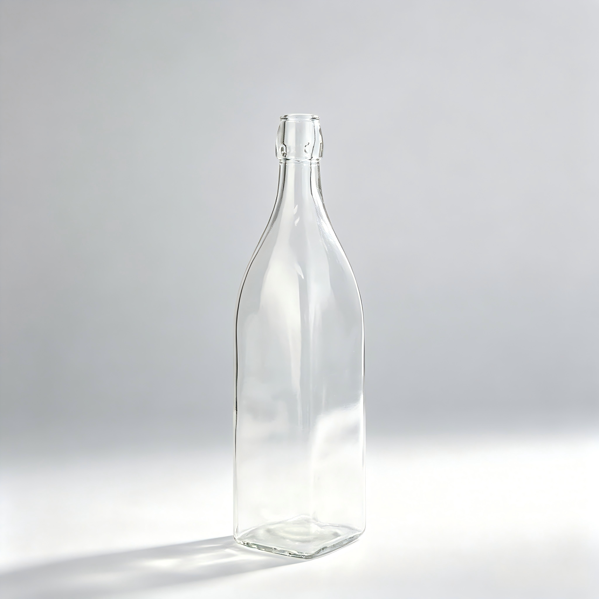 1000ml Flint Square Glass Water Bottle Swing Top For Juice 650g CY-805