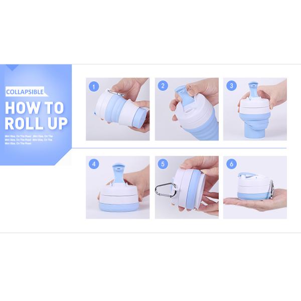 Силикон кружки кофе перемещения ОЭМ Эко дружелюбный складной складной с крышкой