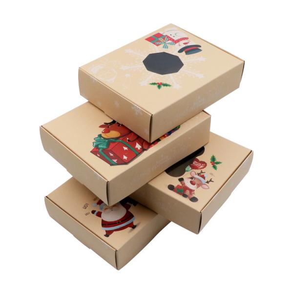 Customized Open Window Kraft Paper Christmas Cookies And Candy Packaging Boxes